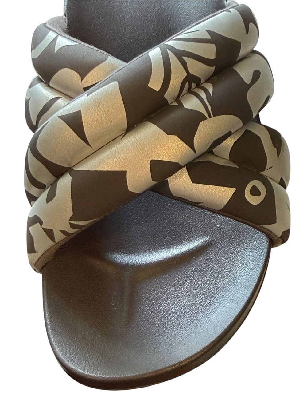 Olukai Paniolo Slide Sandals Brown Beige Floral Strap Women’s Size 8 - Picture 5 of 8